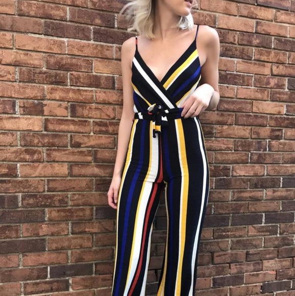 Shop 17 Navy Multi Stripes Jumpsuit - Picture 4 of 8